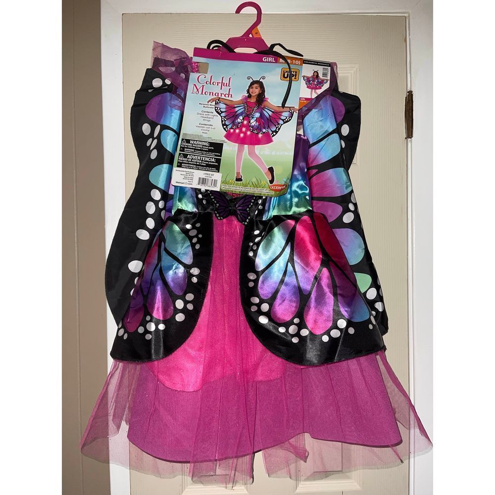 Girls butterfly light up costume, size Medium 8-10